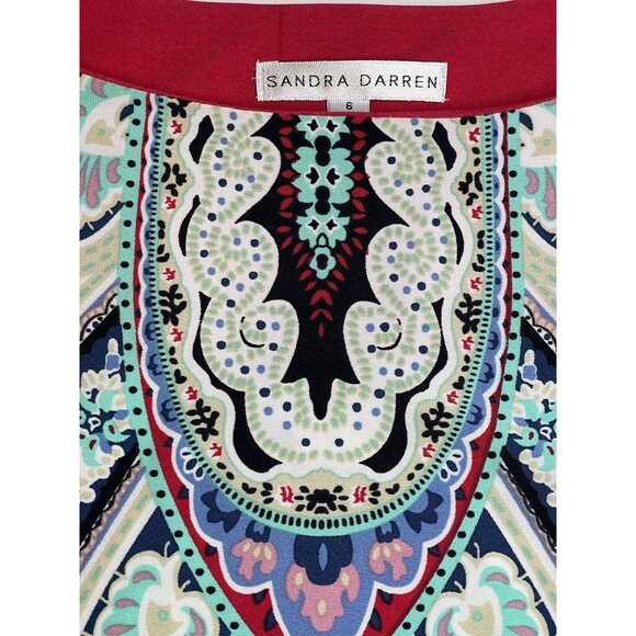 Sandra Darren Women's Red Multicolor Paisley 3/4 Sleeve Shift Dress Size 6 - Picture 5 of 10